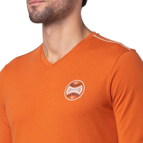 Buy Being Human Men Orange Regular Fit Long Sleeve T-Shirts Online