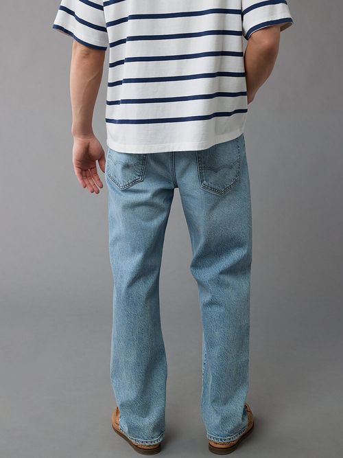 American Eagle Men Blue Easyflex Loose Ripped Jeans