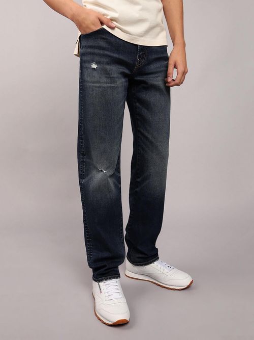 Buy American Eagle Men Navy Blue Airflex Original Straight Jeans