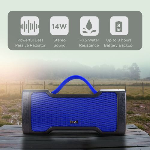 boAt Stone 1000 N 14W Stereo Wireless Speaker with Rugged IPX5 Design, 8H  Playback (Navy Blue)