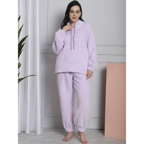Buy Secret Wish Lilac Faux Fur Winter Night Suit (Set of 2) Online