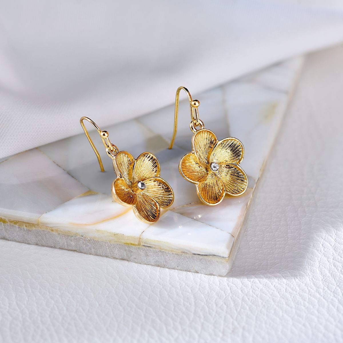 Buy Accessorize London Women's Gold Flower Short Drop Earring Online