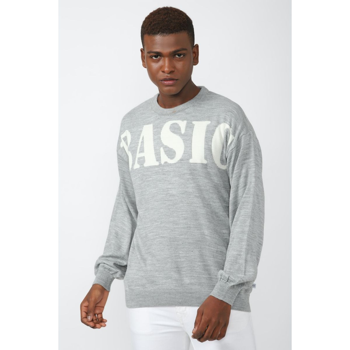 Forever 21 Graphic Sweater Tops In Grey