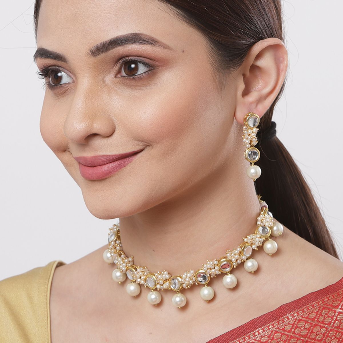 Karatcart Gold-Plated Pearl Ball and 