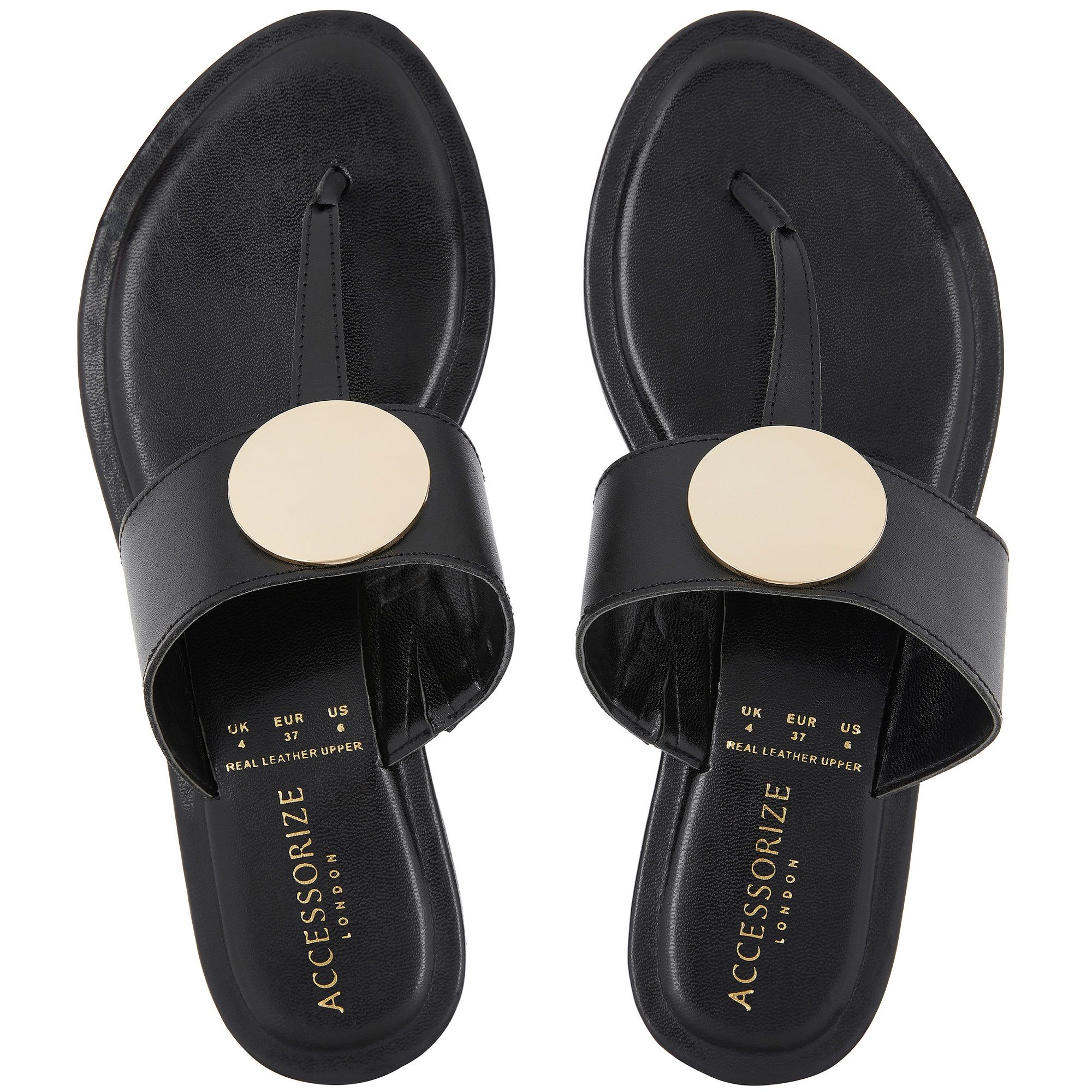 Buy Accessorize London Black Metallic Circle Sandals Online