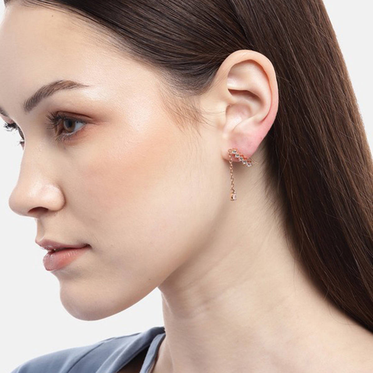 Buy Carlton London 18kt Rose Gold Plated CZ Fancy Ear Climber Online