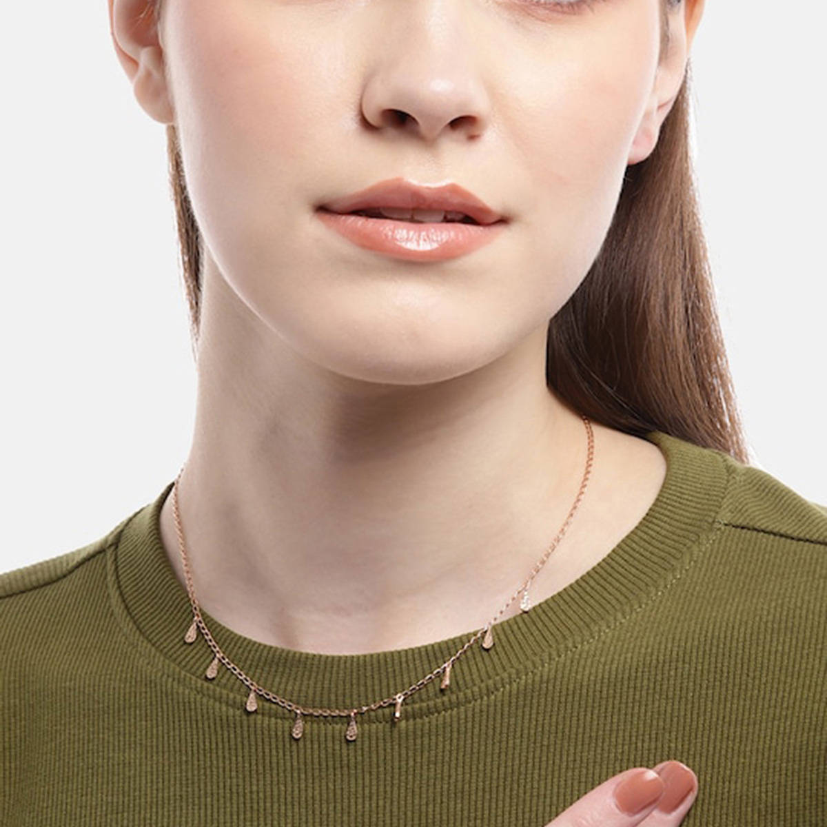 Buy Carlton London 18kt Rose Gold Plated Charm Necklace Online