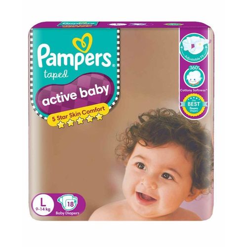 Buy Pampers Active Baby Diapers, Large Online