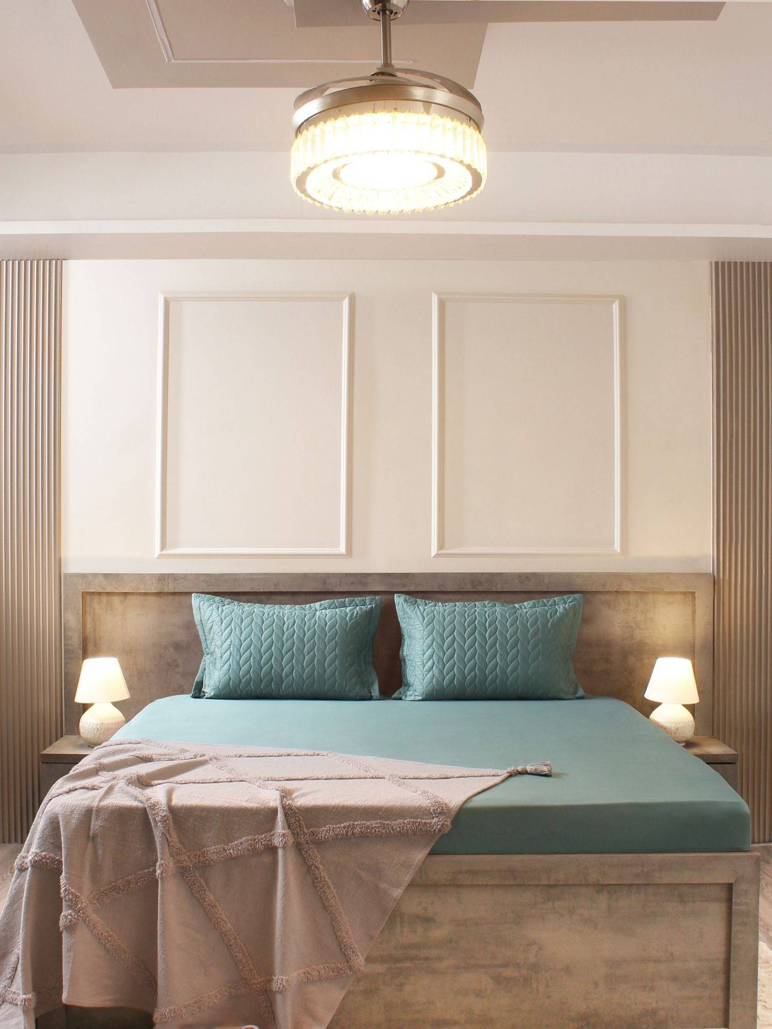 House of Owlet Pastel Aqua 300TC Cotton Set of 2 Quilted Pillow Covers