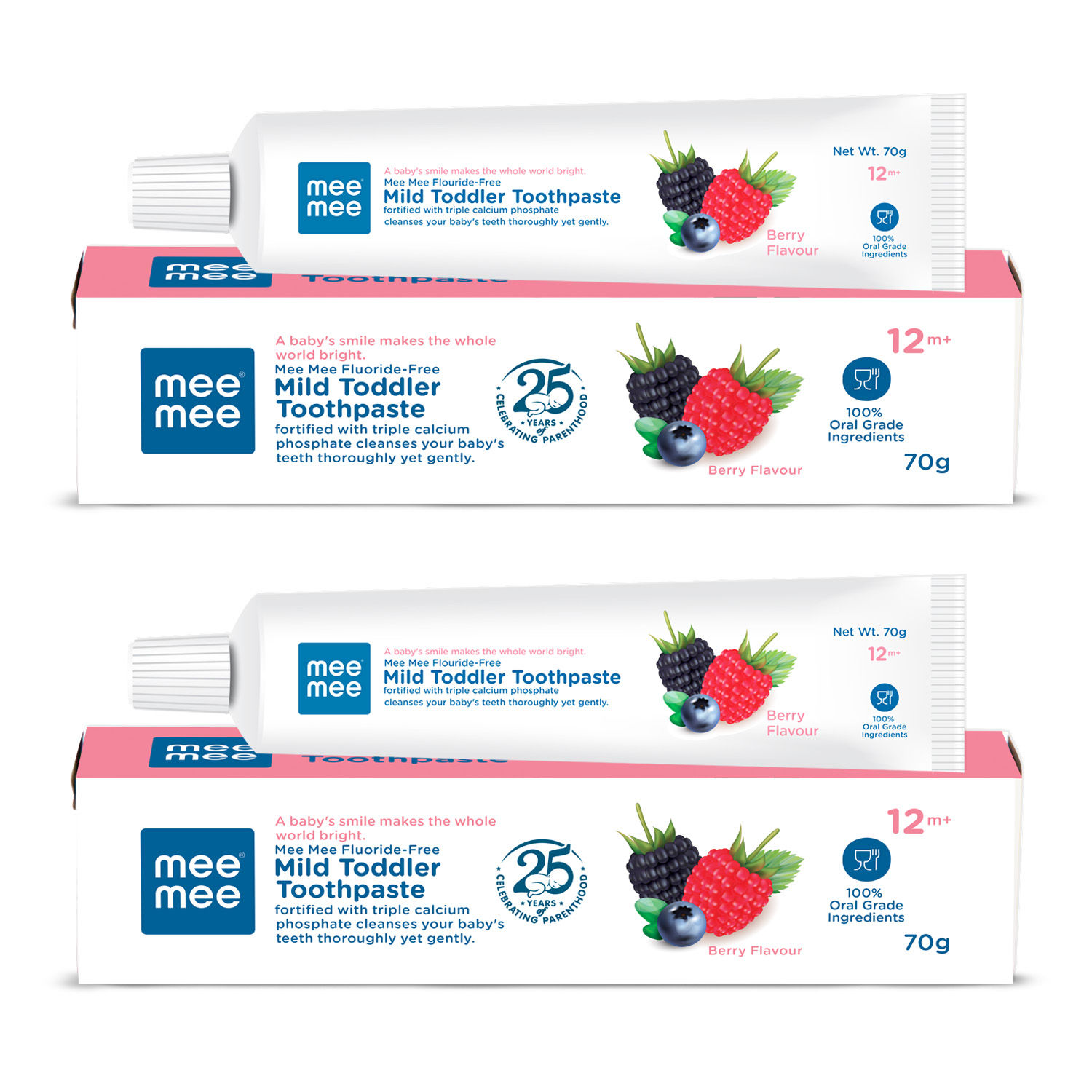Mee Mee Fluoride Free Strawberry Flavor Toothpaste - (Pack Of 2)
