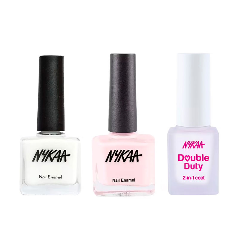 Buy Nykaa Cosmetics Classic French Manicure-Marshmellow Dreams+Summer  Peach+Double Duty Top & Base Coat Online
