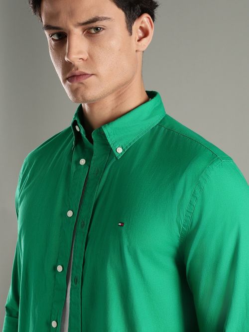 Buy Tommy Hilfiger Men Green Solid Casual Shirt Online Buy Tommy Hilfiger Men Green Solid Casual Shirt Online