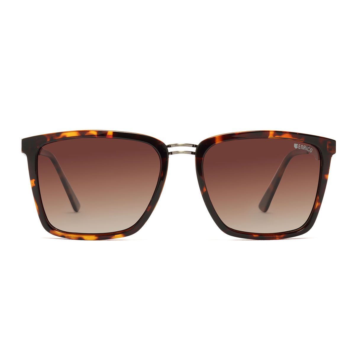 Enrico Brown Polycarbonate Square Vergo Men's Sunglasses