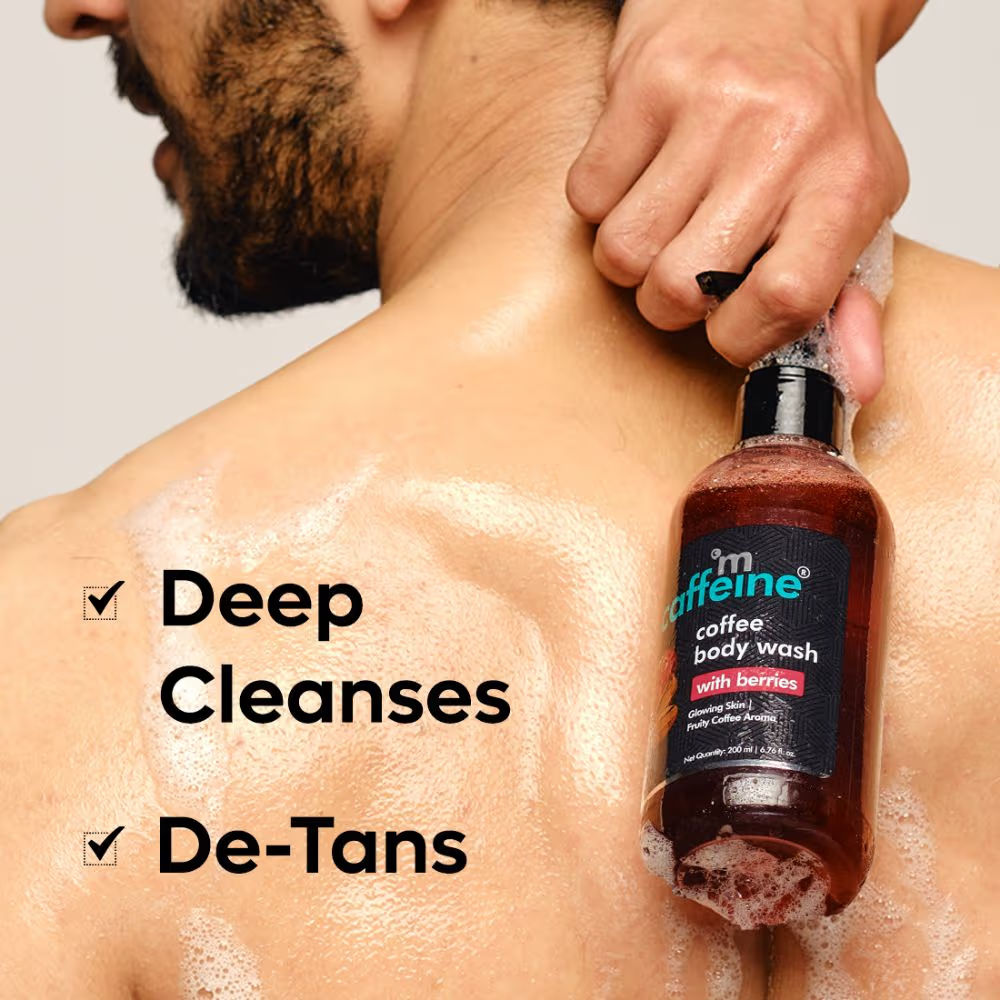 MCaffeine Coffee Body Wash with Berries DeTan & Deep Cleansing Shower Gel in Fruity Berry Aroma