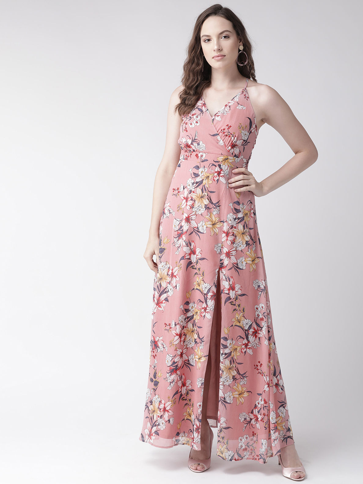 Twenty Dresses By Nykaa Fashion The Floral Blush Maxi Dress - Pink (S ...