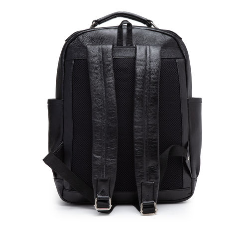 Buy Teakwood Unisex Black Solid Medium Leather Backpack Online