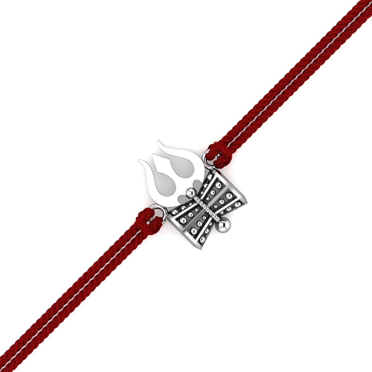 KuberBox 925 Sterling Silver Trishul-Damru Silver Rakhi