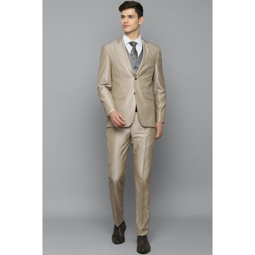 Buy Louis Philippe Beige Three Piece Suit Online - 710481