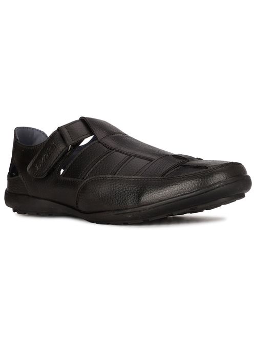 Bata Mens Black Velcro Casual Sandals