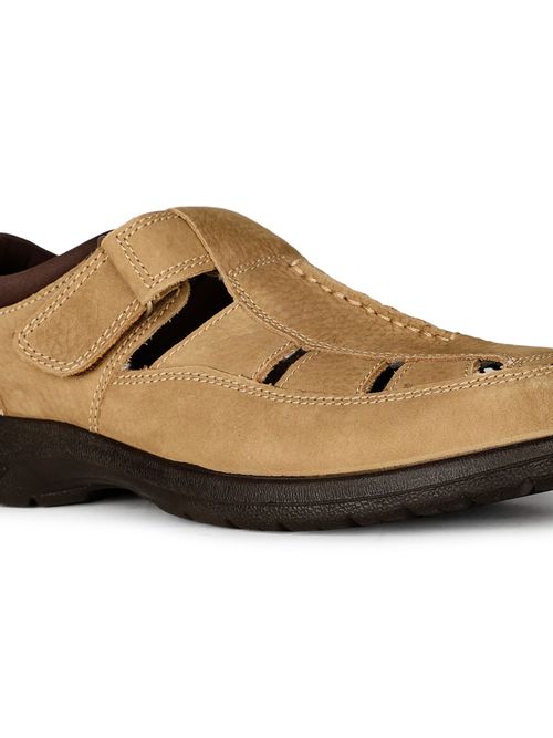 Bata Mens Khaki Velcro Casual Sandals