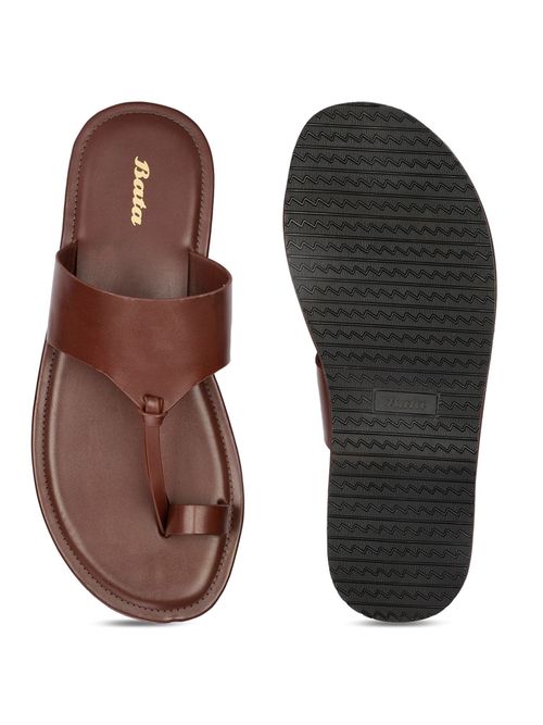 Bata Mens Brown Slip On Casual Sandals