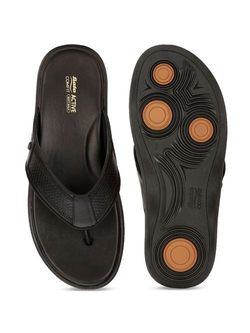 Bata Comfit Mens Black Slip On Casual Sandals