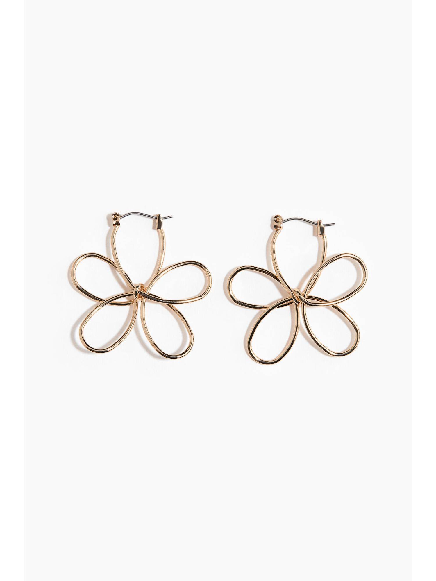 H&M Women Gold Flower-Shaped Earrings