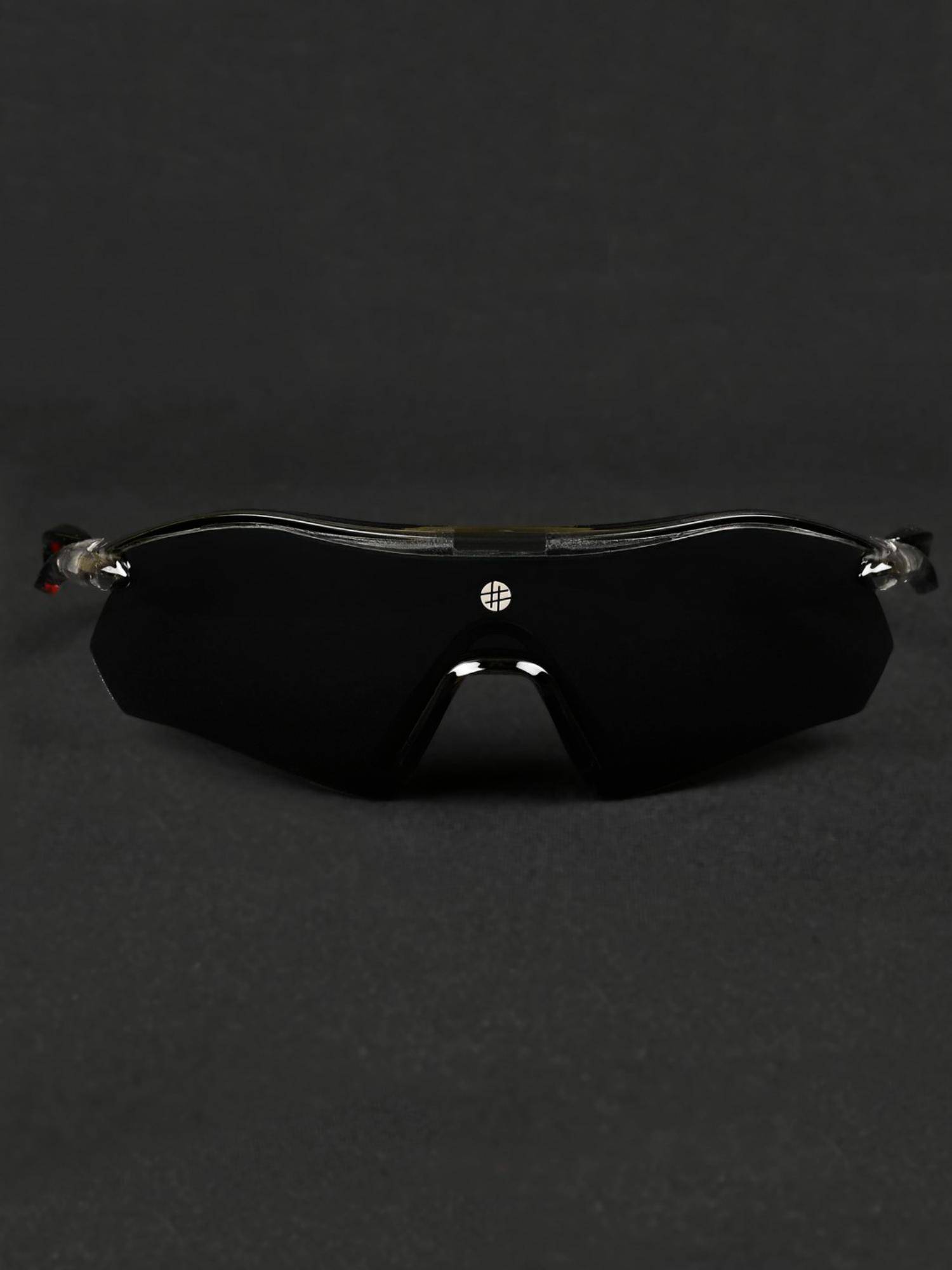 HASHTAG EYEWEAR Unisex Half Rim Pc Wrap Black Lens Sunglasses (60)