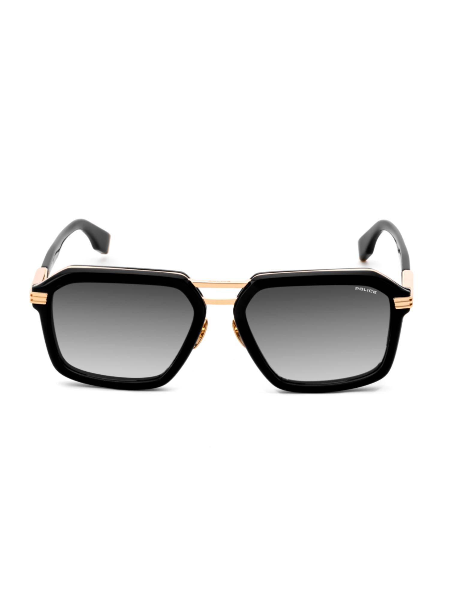 Police Men Full Rim Acetate Square Grey Lens Sunglasses (58)