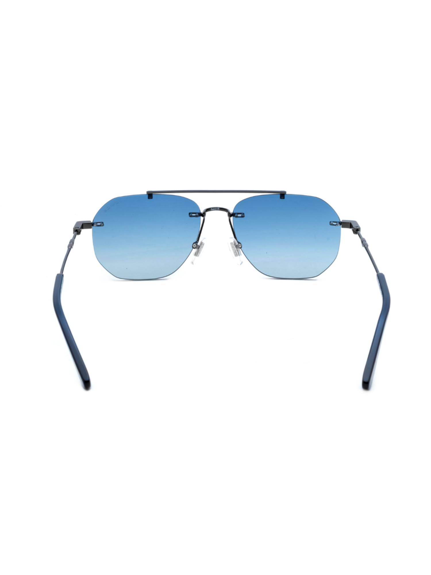 Police Rimless Frame Buy Police Men Rimless Metal Pilot Blue Lens Sunglasses (54) Online