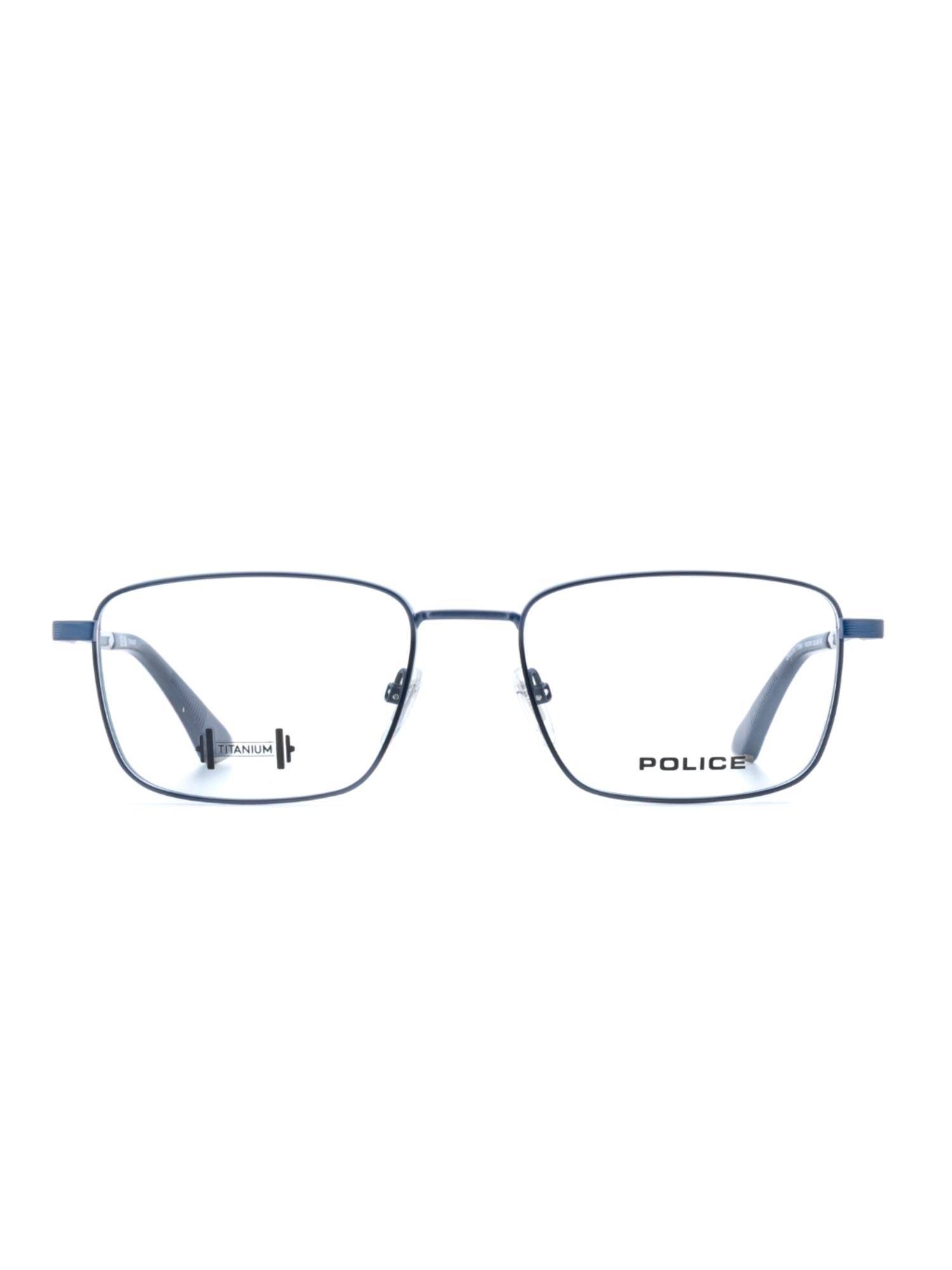 Police Men Full Rim Titanium Rectangle Blue Eyeglass Frame (54)