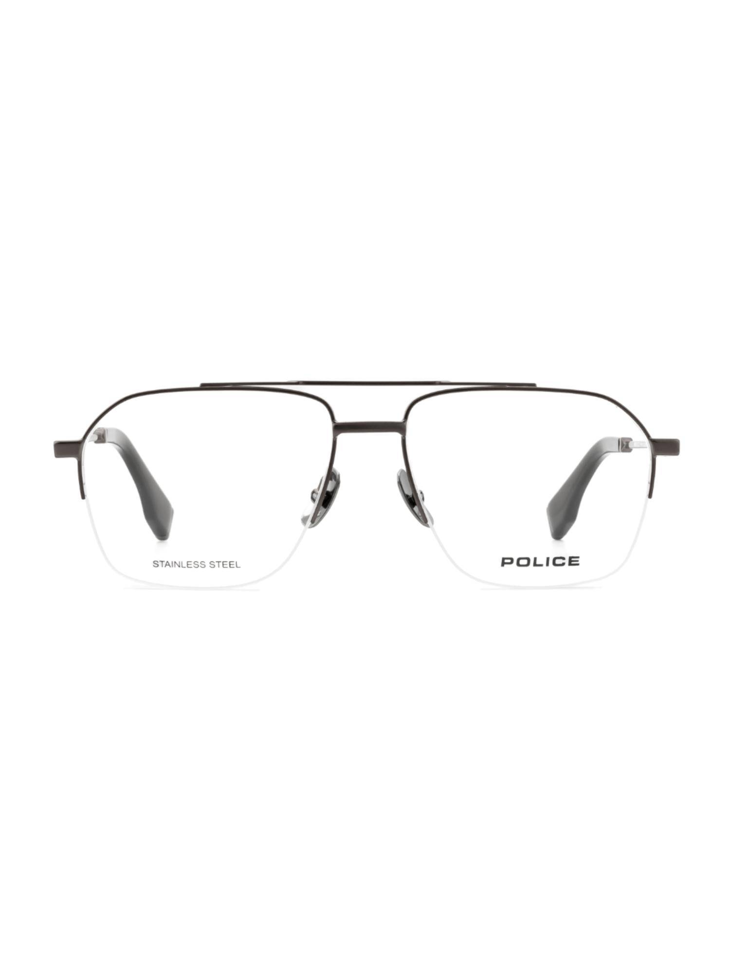 Police Men Half Rim Steel Irregular Grey Eyeglass Frame (56)