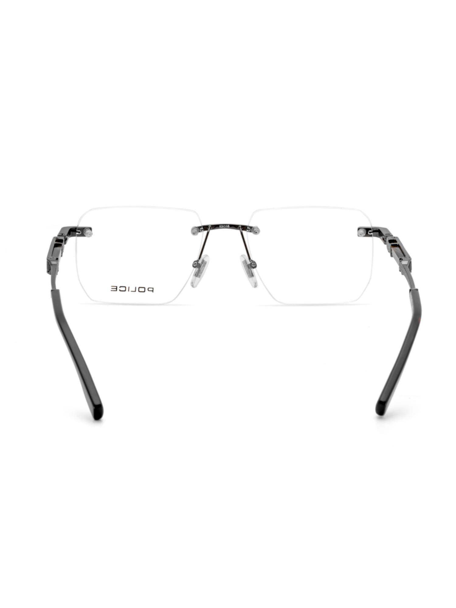 Police Rimless Frame Buy Police Men Rimless Metal Square Grey Eyeglass Frame (53) Online