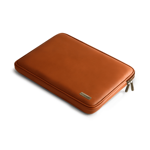 Dailyobjects Tan Vegan Leather Zippered Sleeve For Laptop/macbook 14 Inch