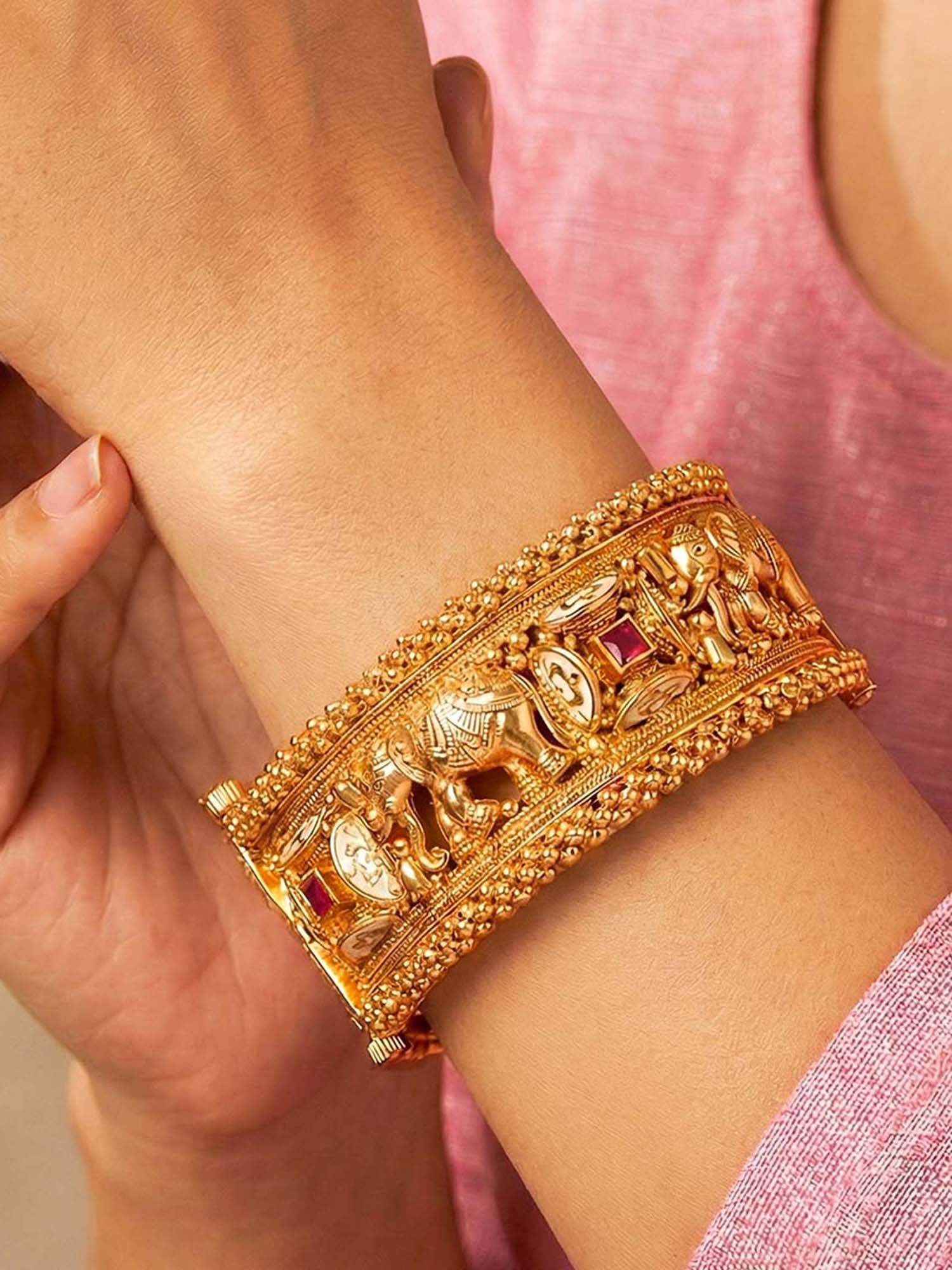 Peora Women Gold Plated Pink Openable Kadas (2.6) (Pack of 2)