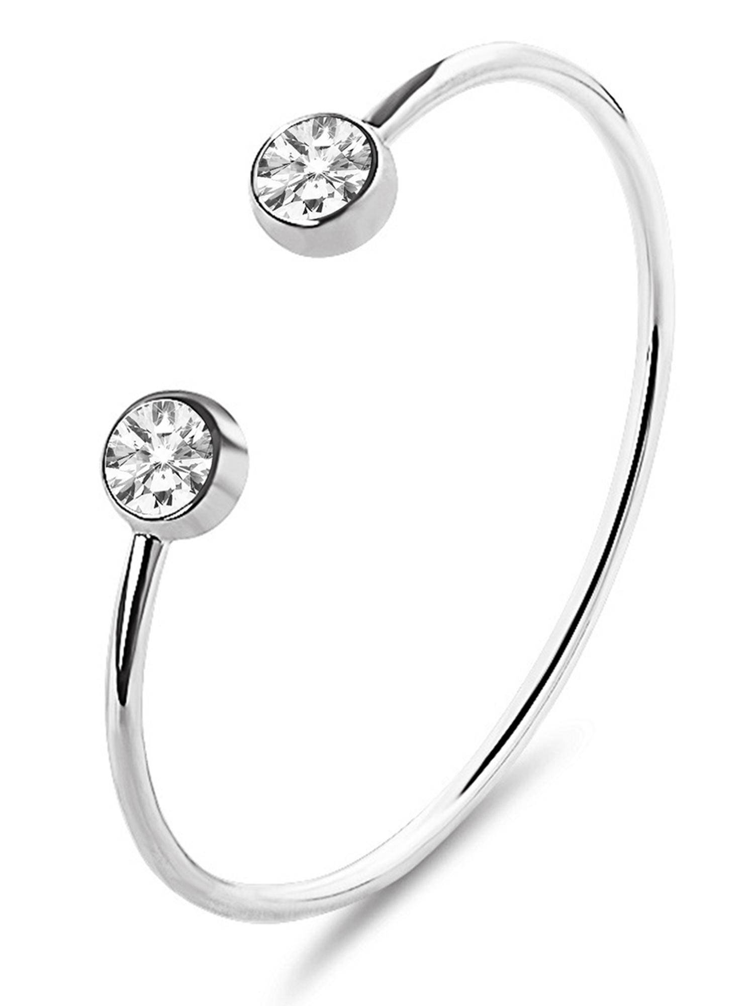 Peora Women Silver Plated American Diamond Studded Cuff