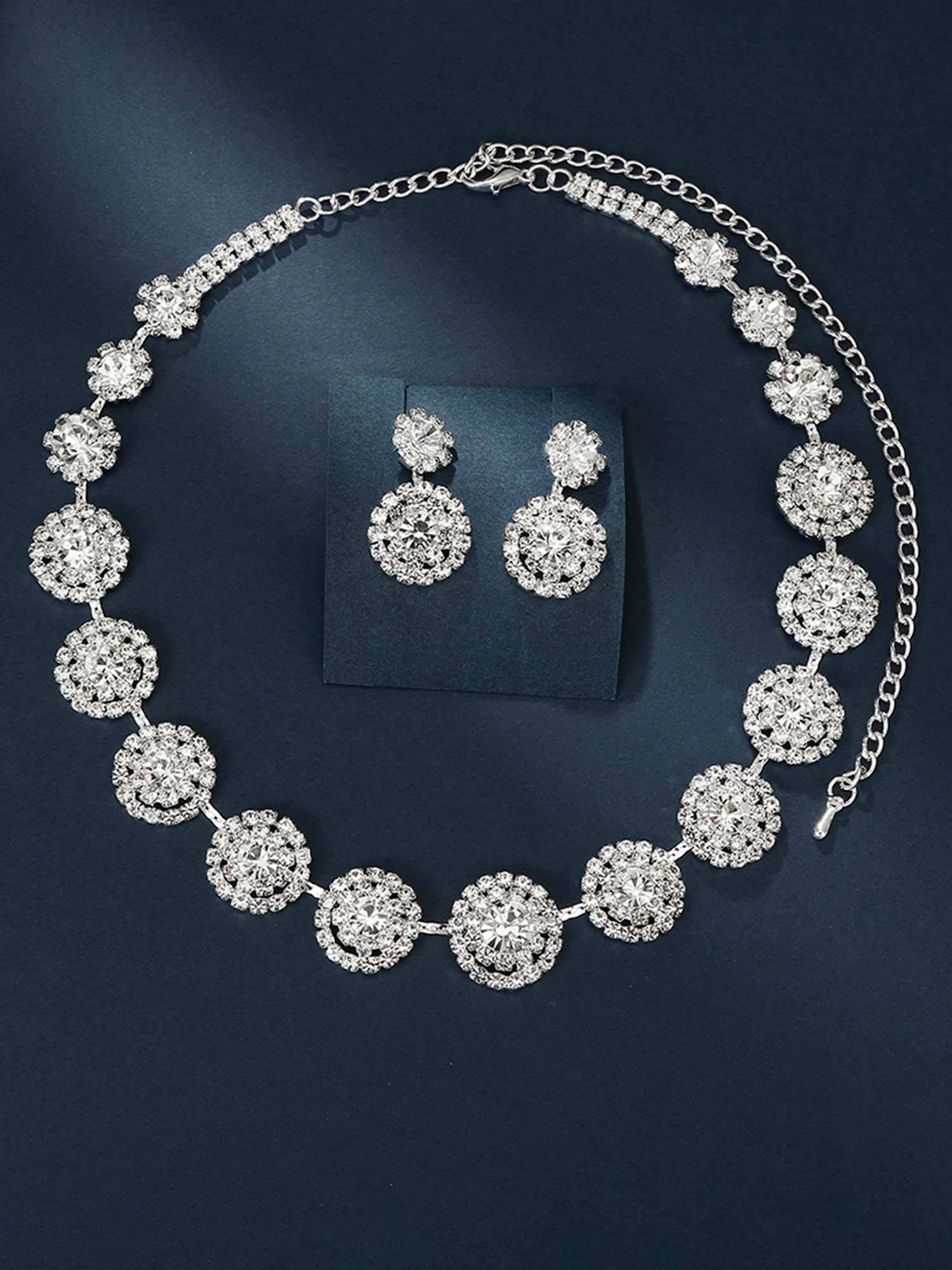 Peora Women Silver Plated Cz and Crystal Jewellery Set