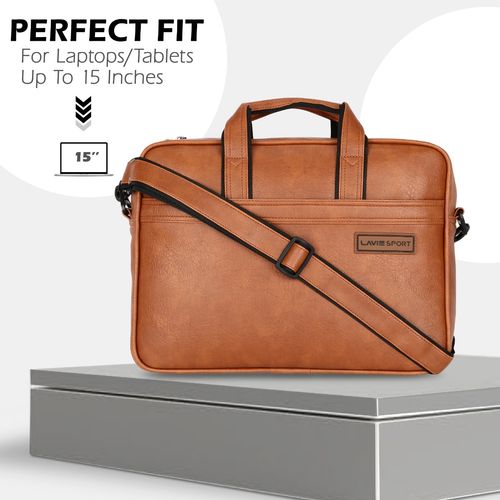 Lavie Sport Compartments Executive Unisex Laptop Briefcase Bag (Tan) (M)