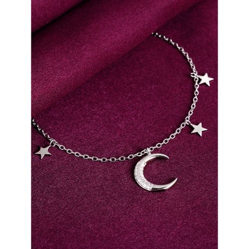 GNOCE Sparkling Moon & Star Charm – 925 Sterling Silver Bracelet Charm With Cubic Zirconia, Jewelry Gift For Women