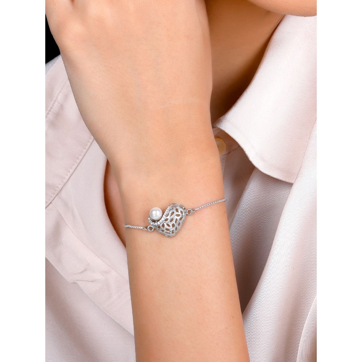 Buy GIVA 925 Sterling Silver Rose Gold Plated Dual Heart Bracelet  Adjustable at Rs4998 online  Jewellery online