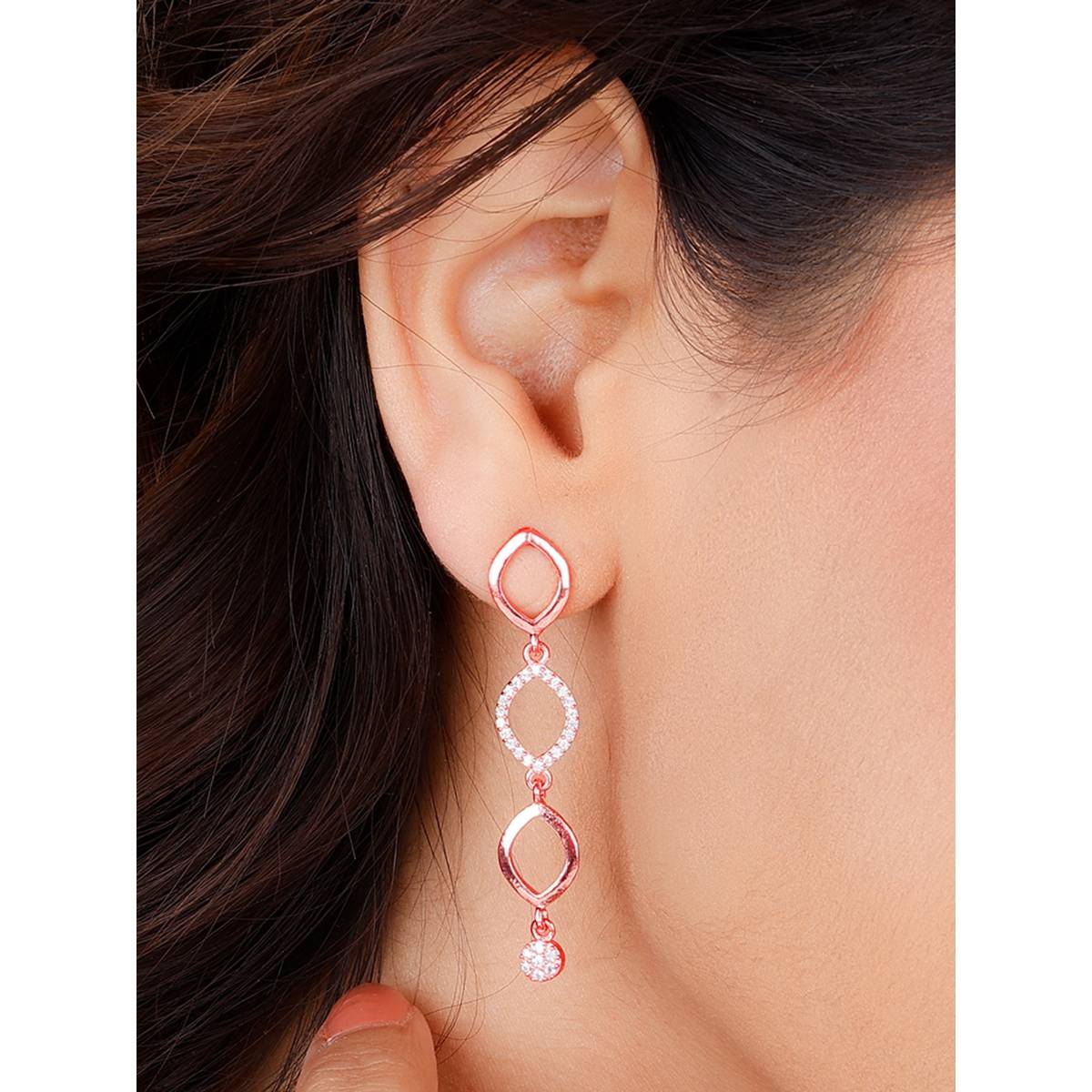 GIVA Sterling Silver Rose Gold Aura of Fascination Earrings for Womens