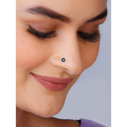 Buy GIVA Oxidised Silver Blue Nose Pin for Womens Online