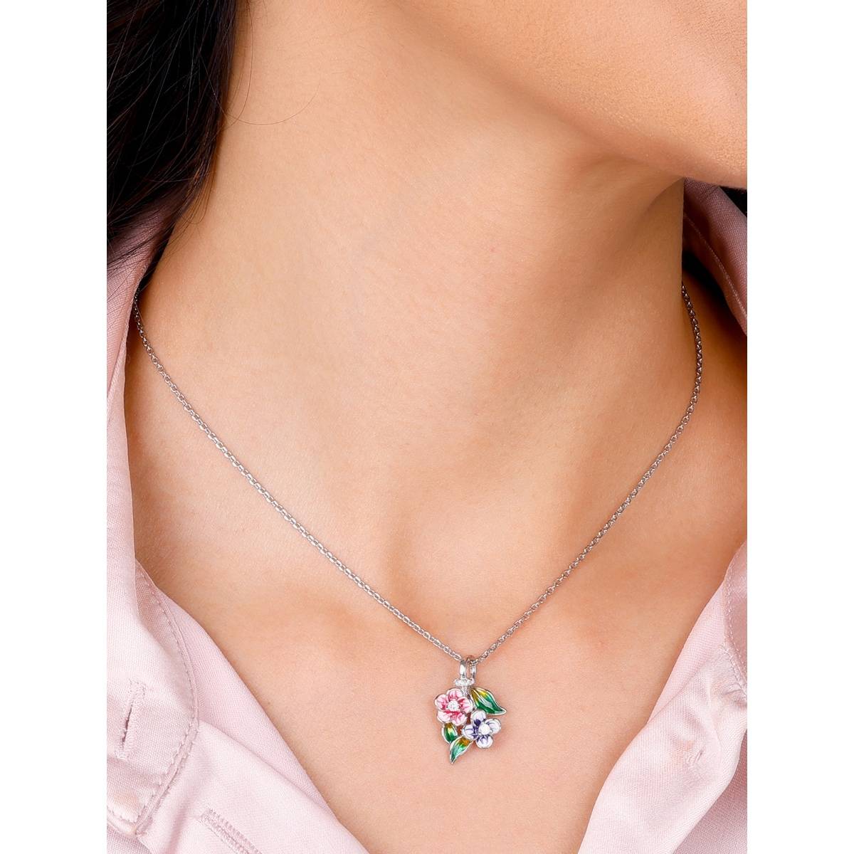 GIVA Sterling Silver Sparkle and Bloom Pendant for Womens