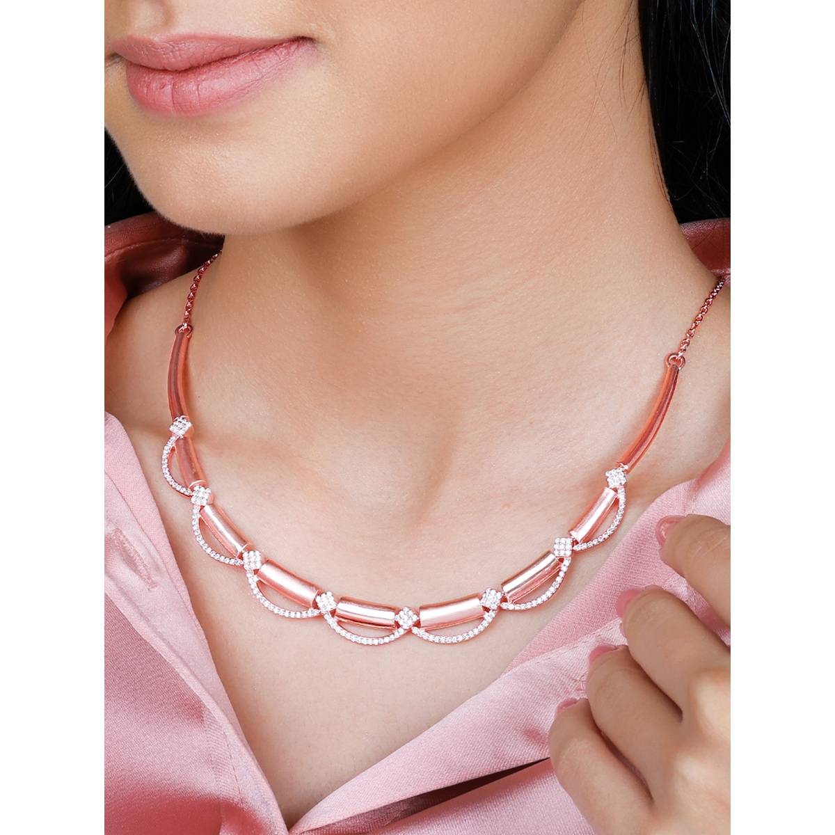 GIVA Sterling Silver Rose Gold Hope and Happiness Necklace for Womens