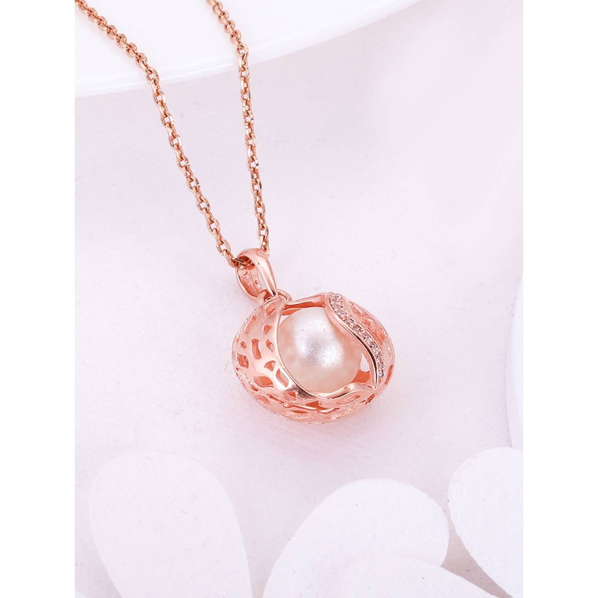 GIVA Sterling Silver Rose Gold My Precious Child Pendant with Chain for Womens