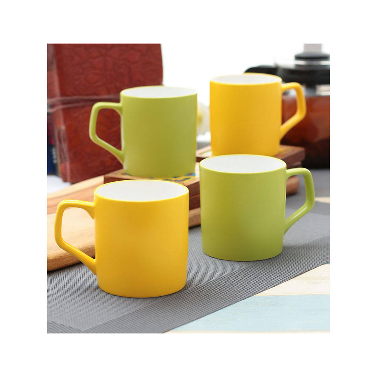 CLAY CRAFT Fine Ceramic Coffee & Tea Mugs, 240ml, Set of 4