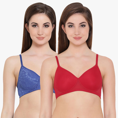 Buy Clovia Lace Pack of 2 Padded Non-Wired Full Cup Bra - Multi-Color Online
