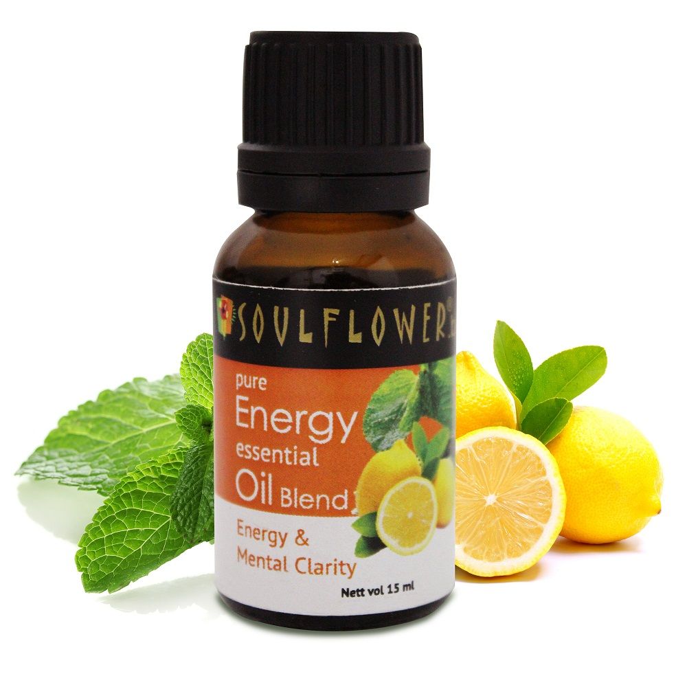 Soulflower Energy Essential Oil Blend, refreshing aromas like orange, peppermint, bergamot, lemon
