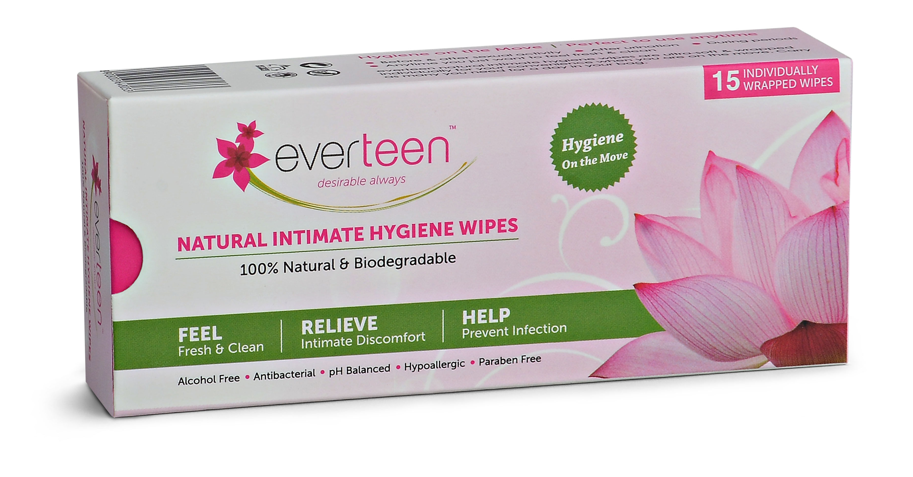 Free Everteen Natural Intimate Hygiene Wipes (Individually Wrapped)