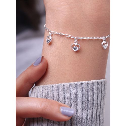 Giva Sterling Silver Tiny Heart Charm Bracelet For Women(Adjustable)
